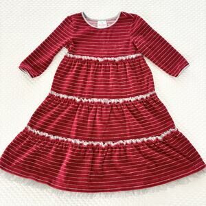 Hanna Andersson Tiered Velvet Dress, Size 120 (6-7)